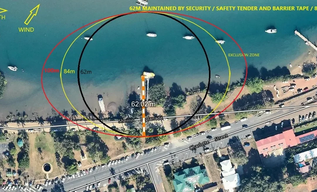 Fireworks exclusion zone for boaters.